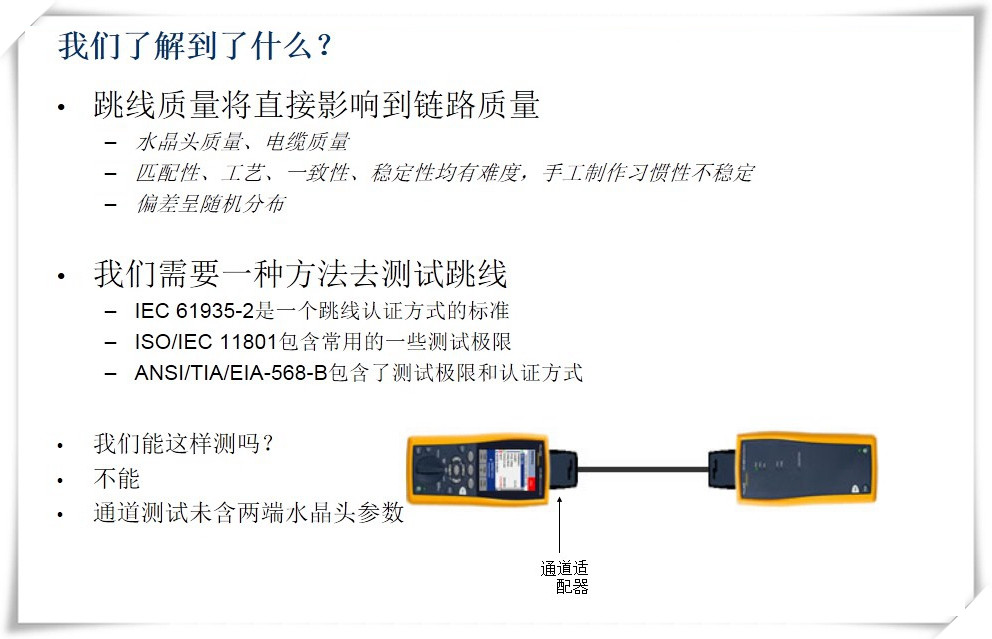 我們了解到了什么？ 跳線質量將影響到鏈路質量圖